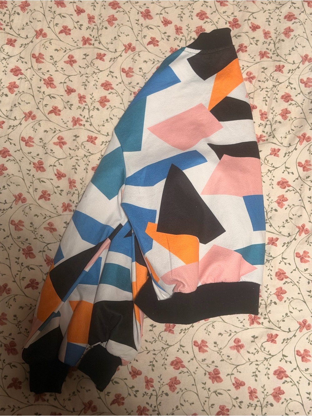 SHEIN Multicolor Geometric Colorblock Bomber Jacket - Picture 8 of 15